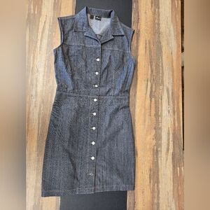 Sleeveless Denim Button-Up Dress